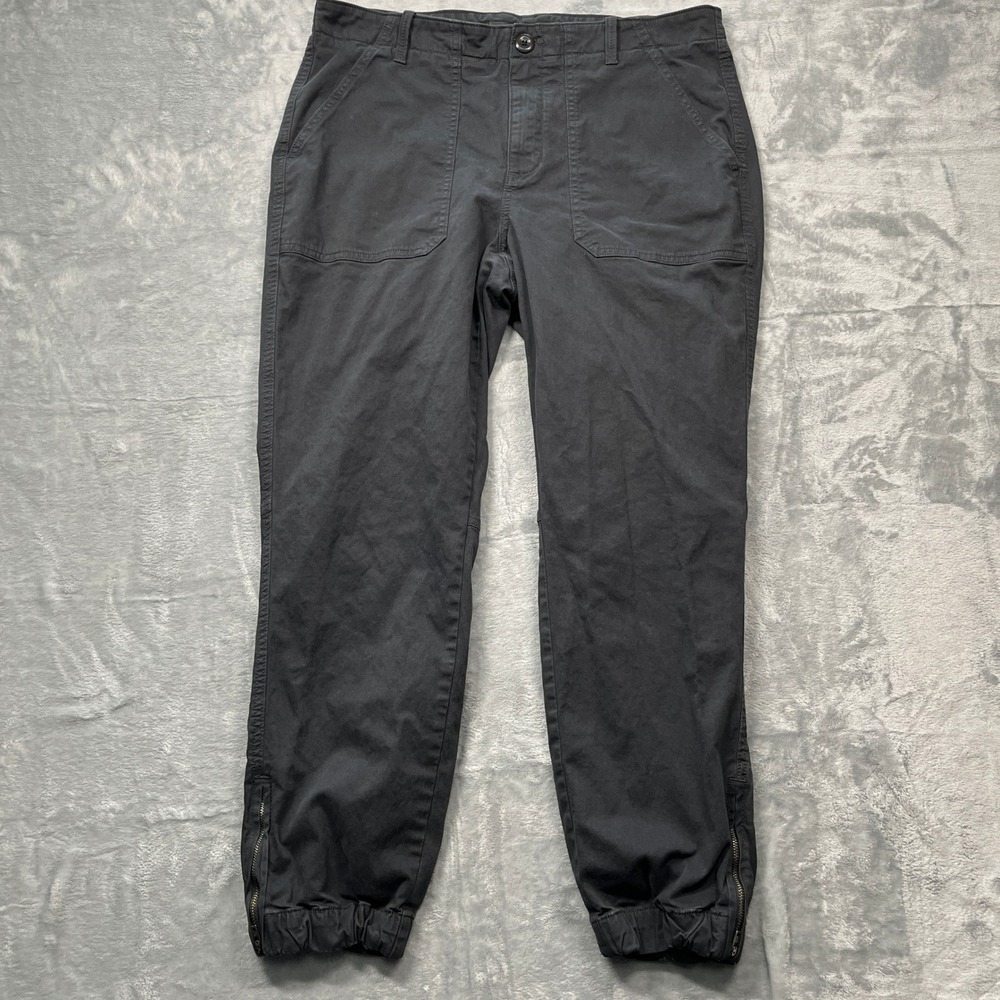 Banana Republic Jogger Pants Womens Gray Utility Cargo Ankle Zip Stretch 14